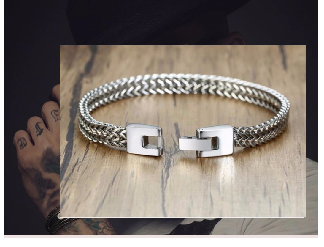 Men's Stainless Steel Foxtail Chain Bracelet